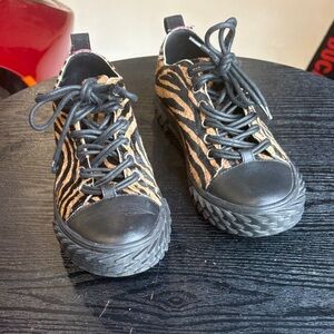 Giuseppe Zanotti Zebra Pattern Sneakers with Black Details